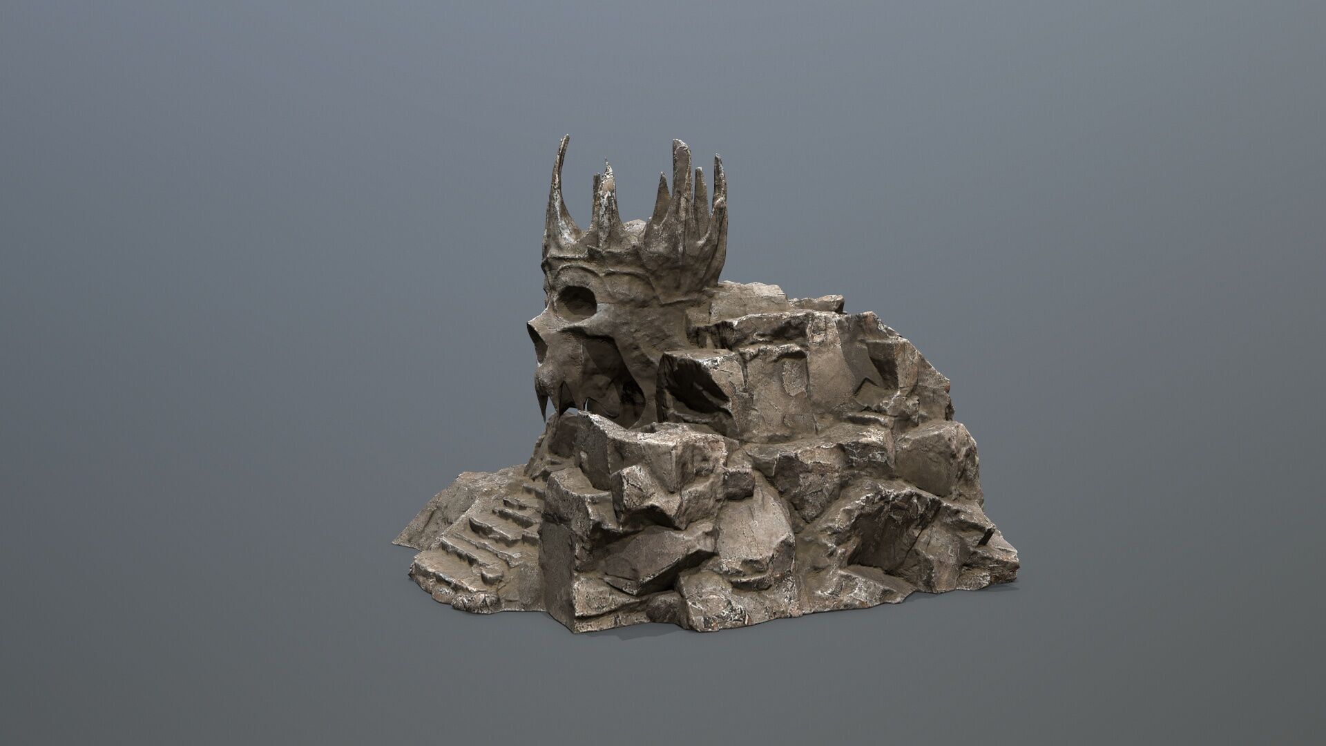 skull cave Low-poly 3D model_5