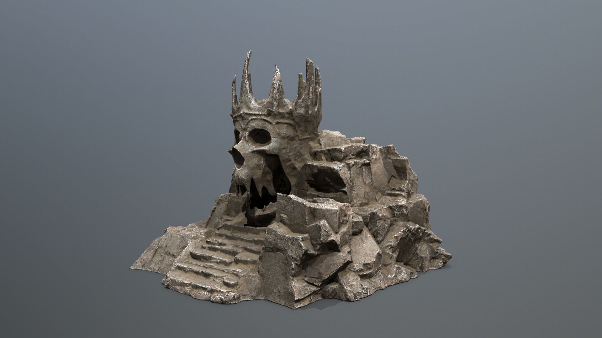skull cave Low-poly 3D model_2