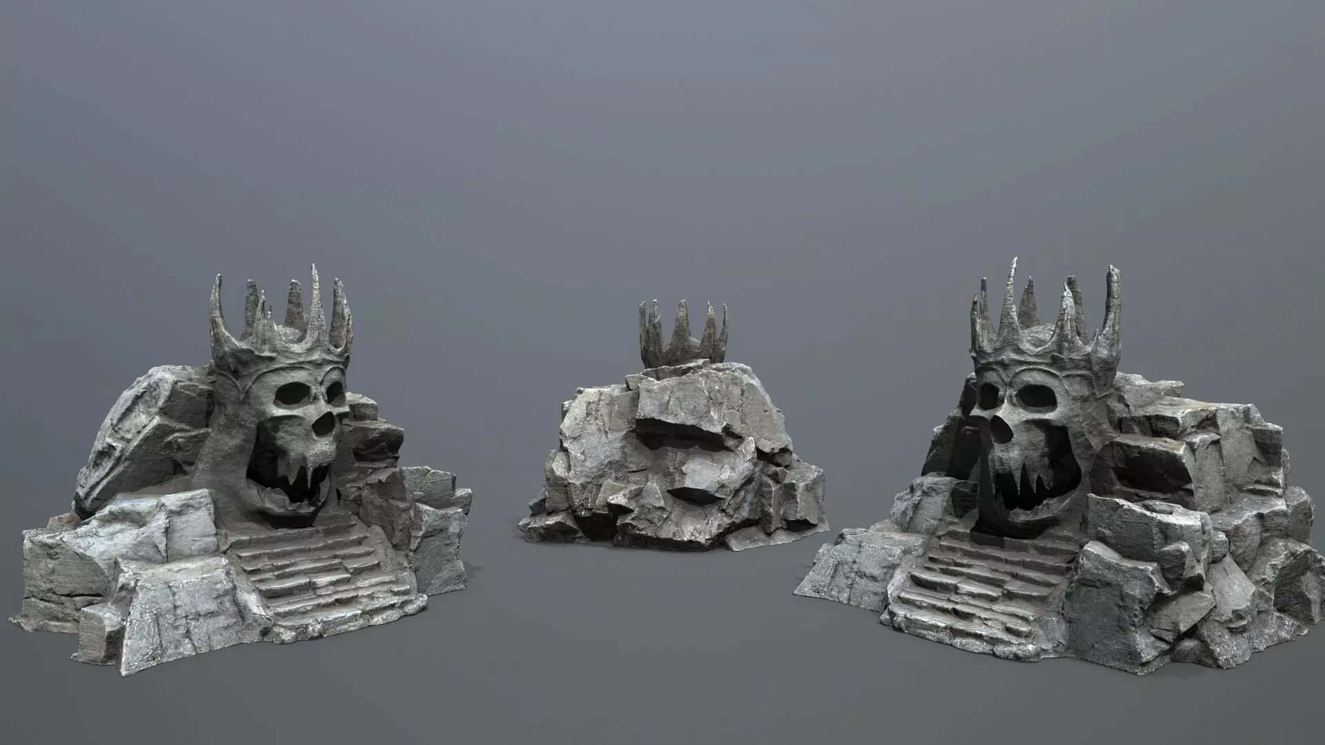 skull cave Low-poly 3D model_0