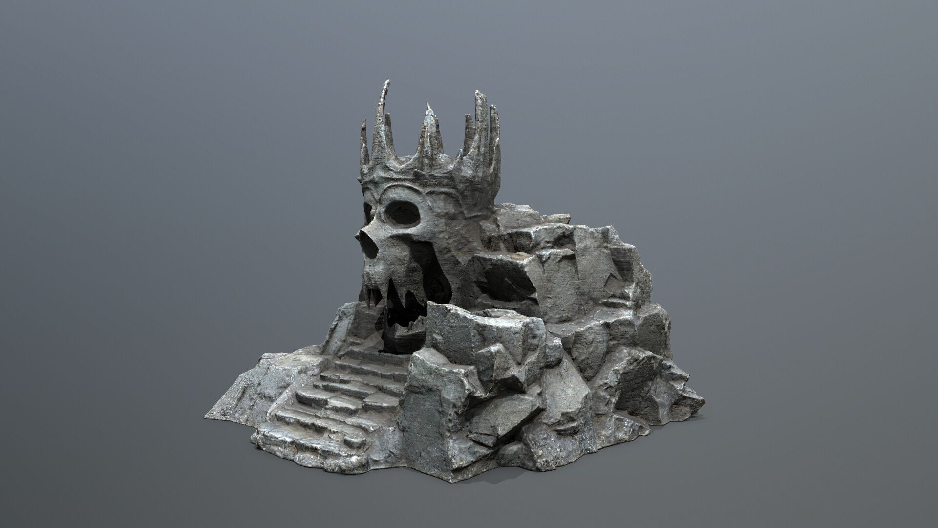 skull cave Low-poly 3D model_2