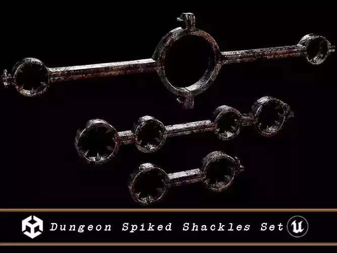 Medieval Dungeon Spiked  Shackle Set Low-poly 3D model
