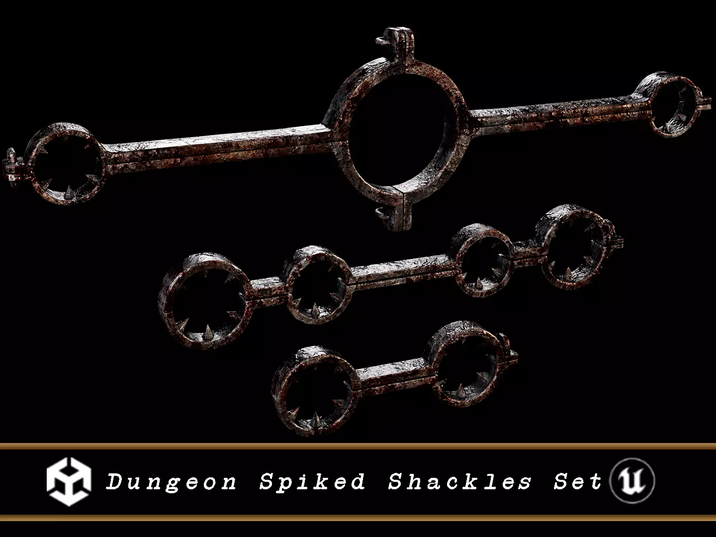 Medieval Dungeon Spiked Shackle Set Low-poly 3D model