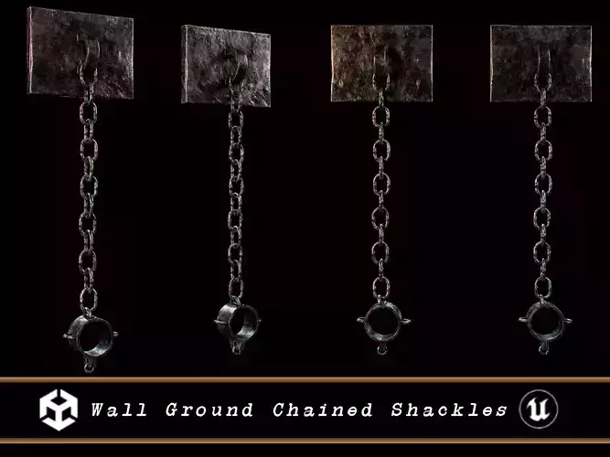 Medieval Wall Ground Chained Shackles  Low-poly 3D model