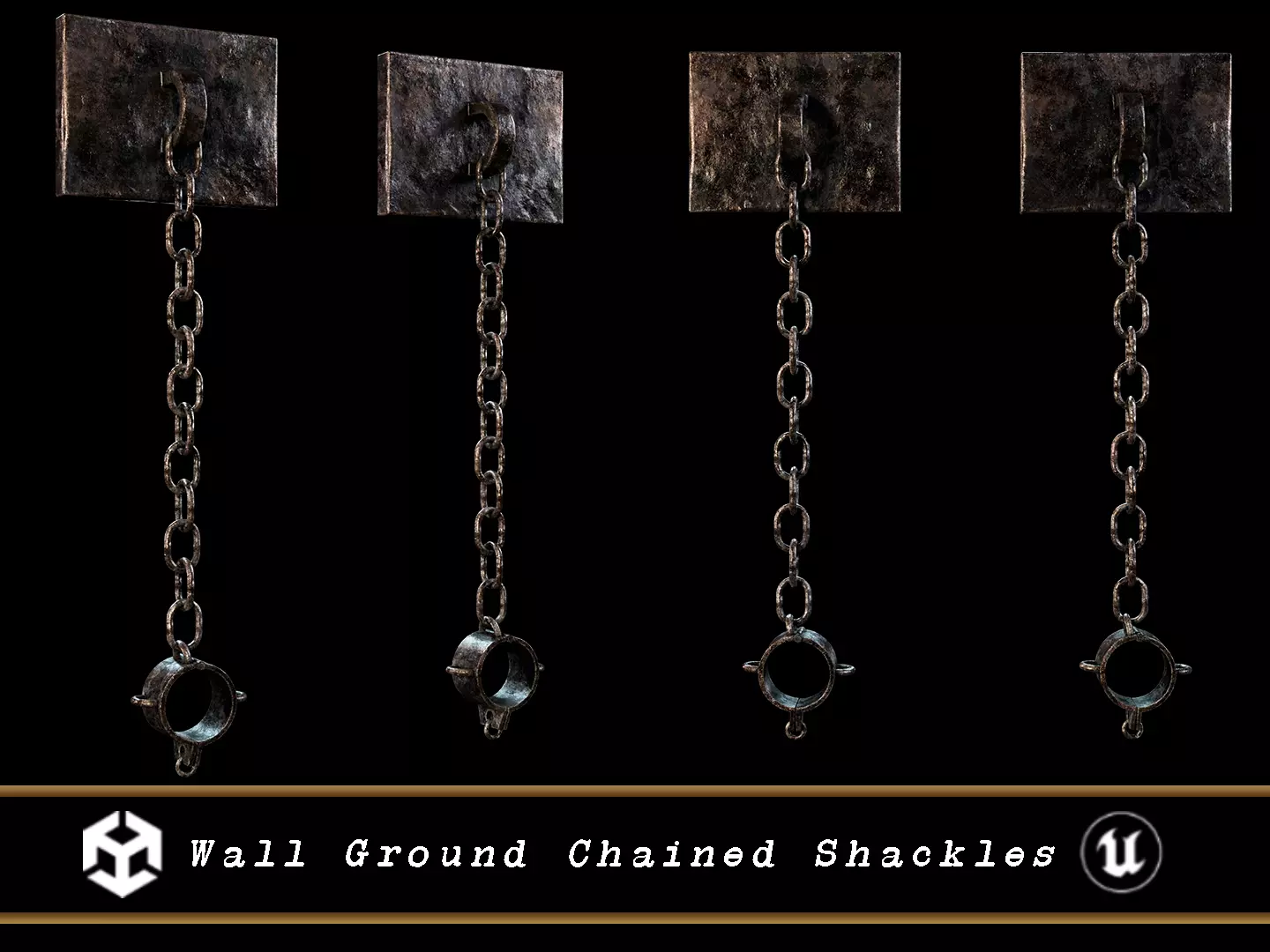 Medieval Wall Ground Chained Shackles Low-poly 3D model