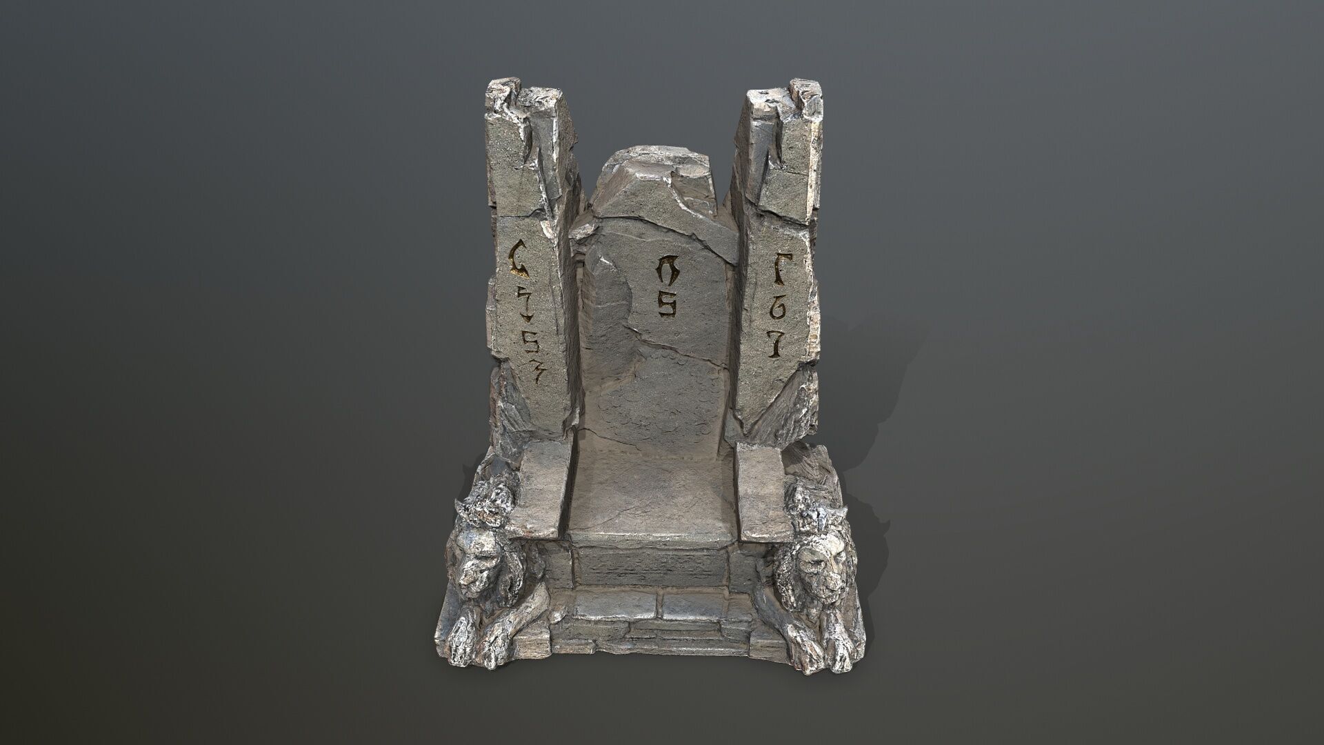 Lion Stone Throne Low-poly 3D model_12