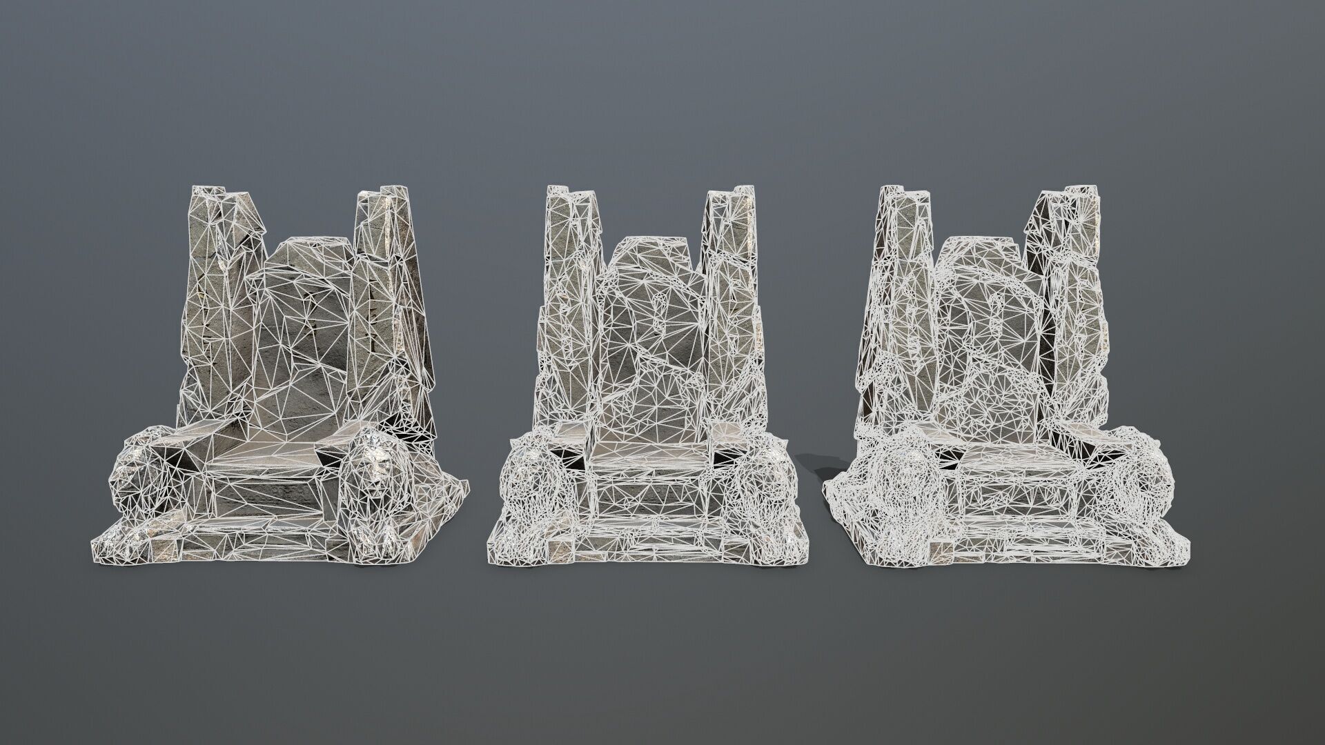 Lion Stone Throne Low-poly 3D model_14