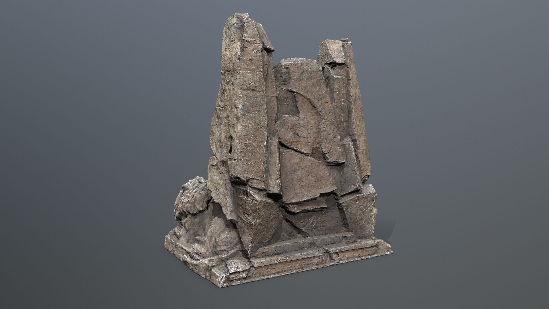 Lion Stone Throne Low-poly 3D model_6