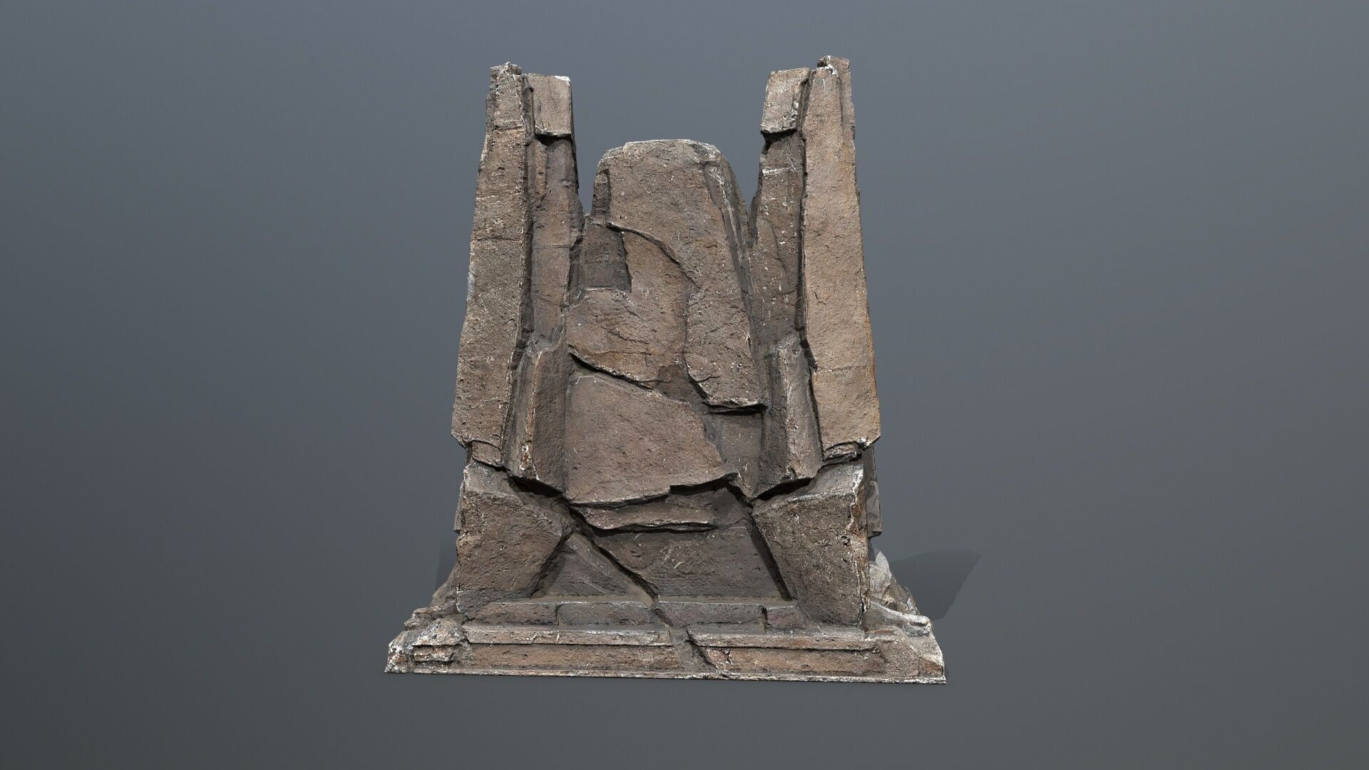 Lion Stone Throne Low-poly 3D model_7