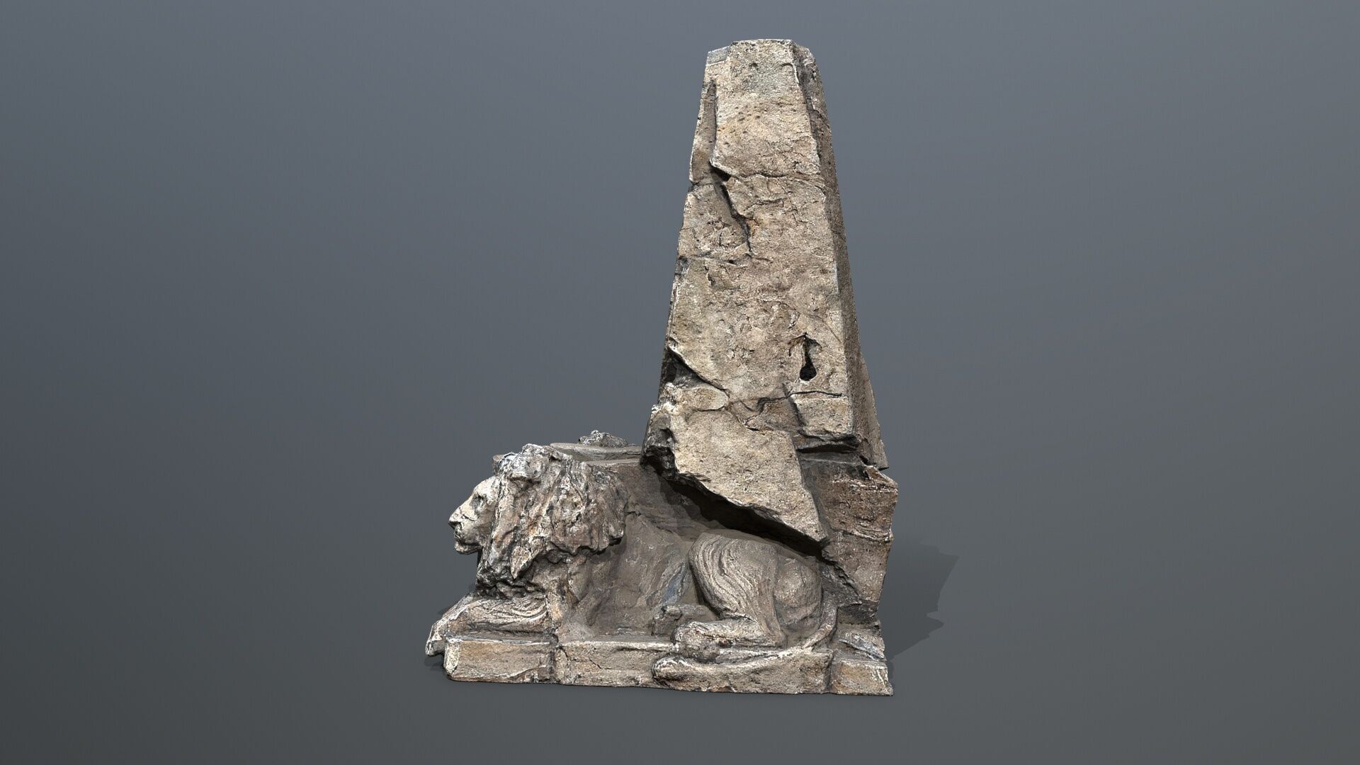 Lion Stone Throne Low-poly 3D model_5