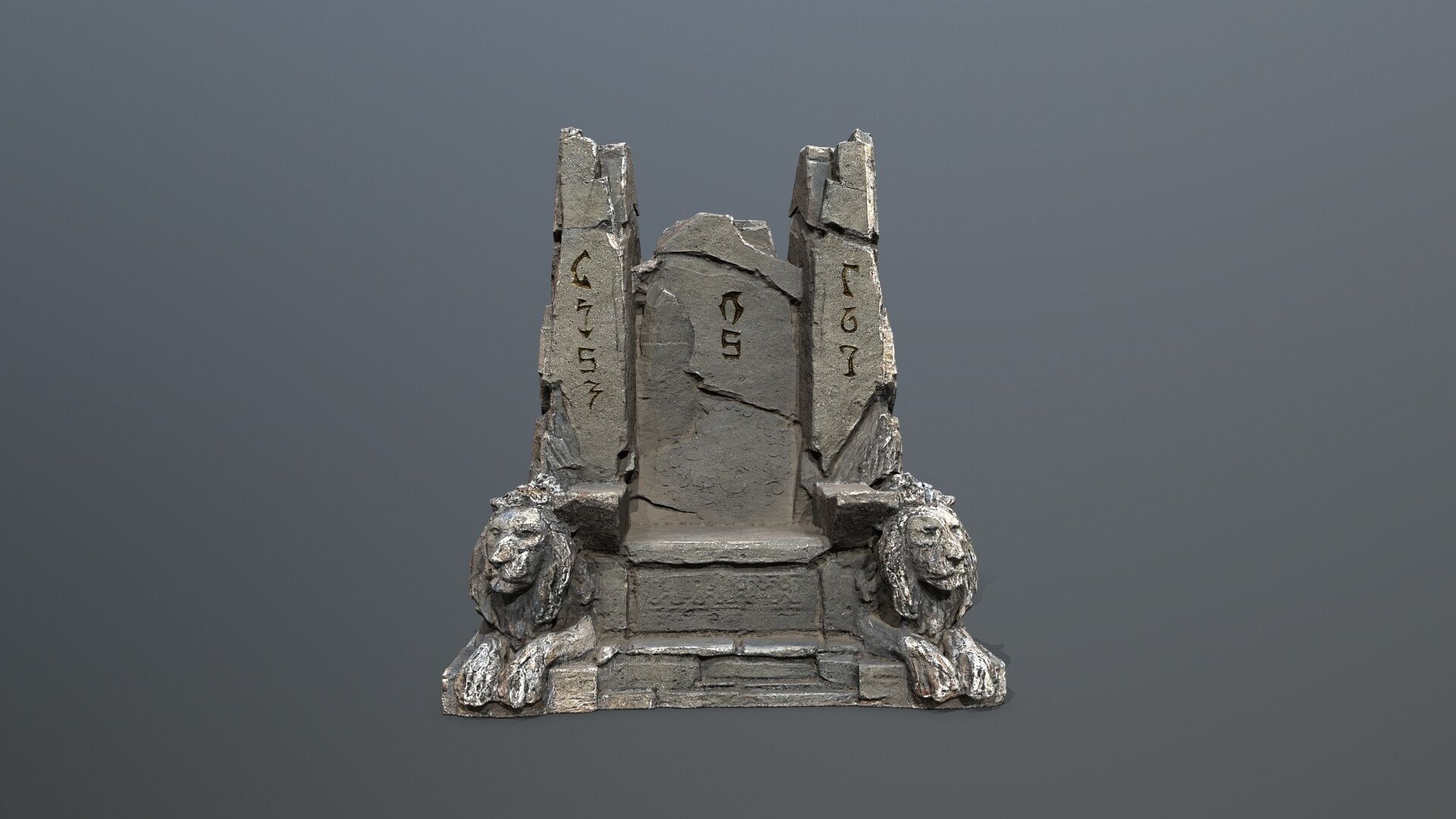 Lion Stone Throne Low-poly 3D model_11