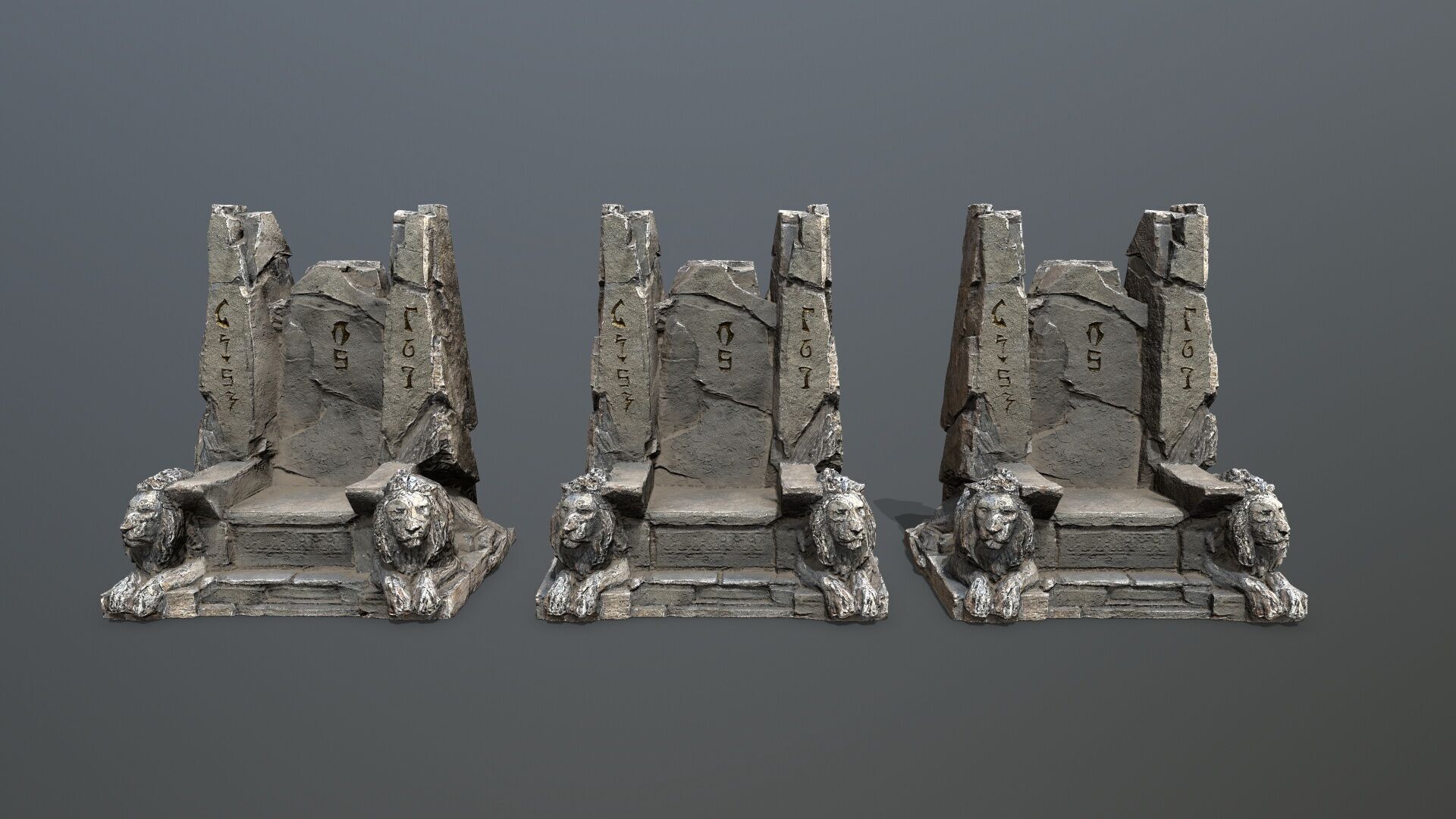 Lion Stone Throne Low-poly 3D model_13