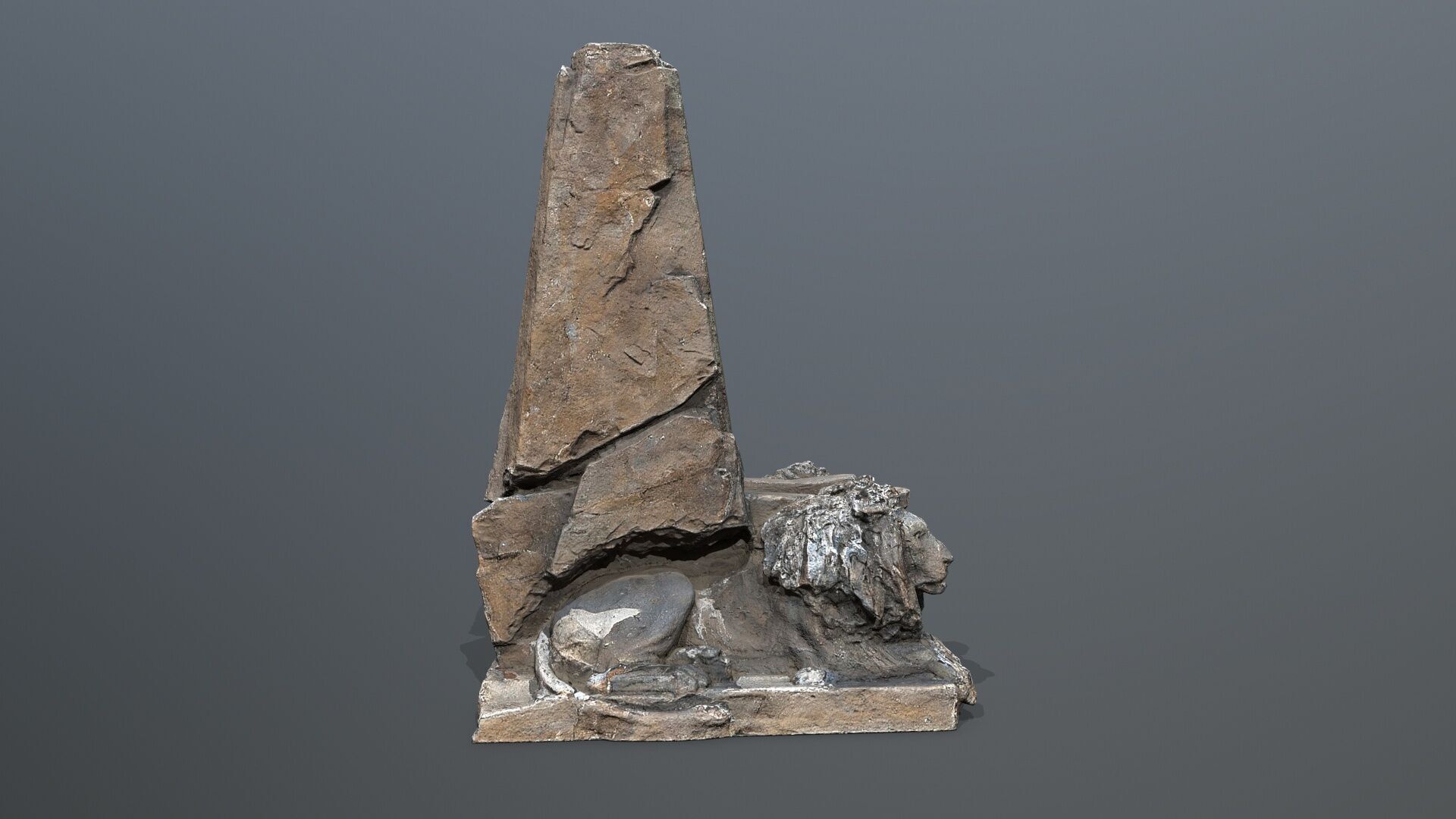 Lion Stone Throne Low-poly 3D model_9