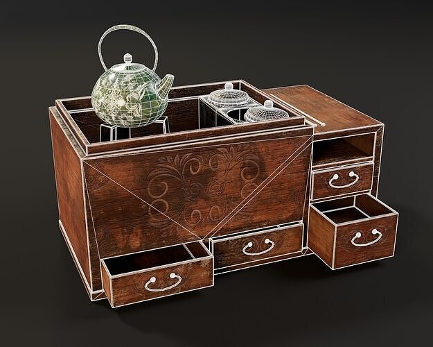 Japanese Grill Hibachi Set   Low-poly 3D model 3