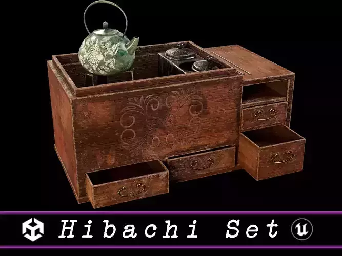 Japanese Grill Hibachi Set   Low-poly 3D model