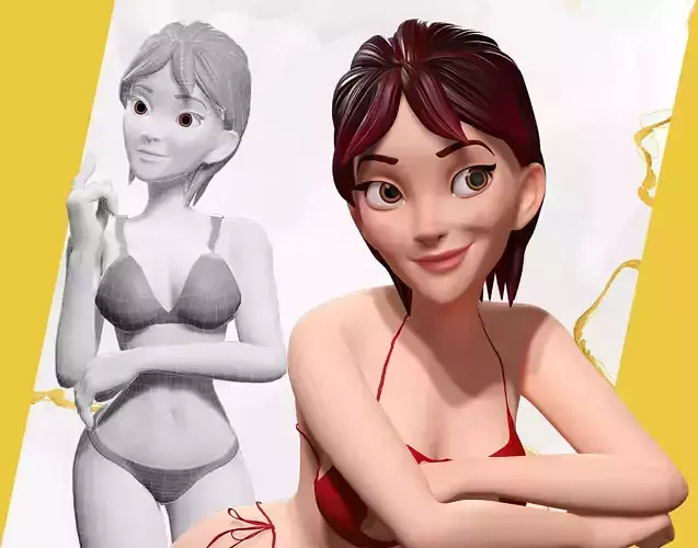 Cartoon Woman 3D Model Collection