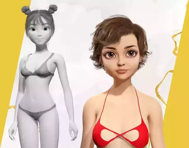 Cartoon Woman 3D Model Collection