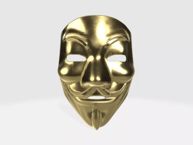 Golden Guy Fawkes Mask Low-poly 3D model
