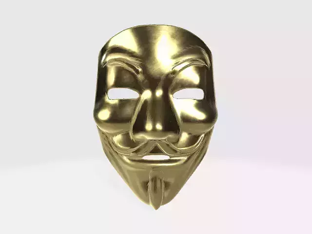 Golden Guy Fawkes Mask Low-poly 3D model