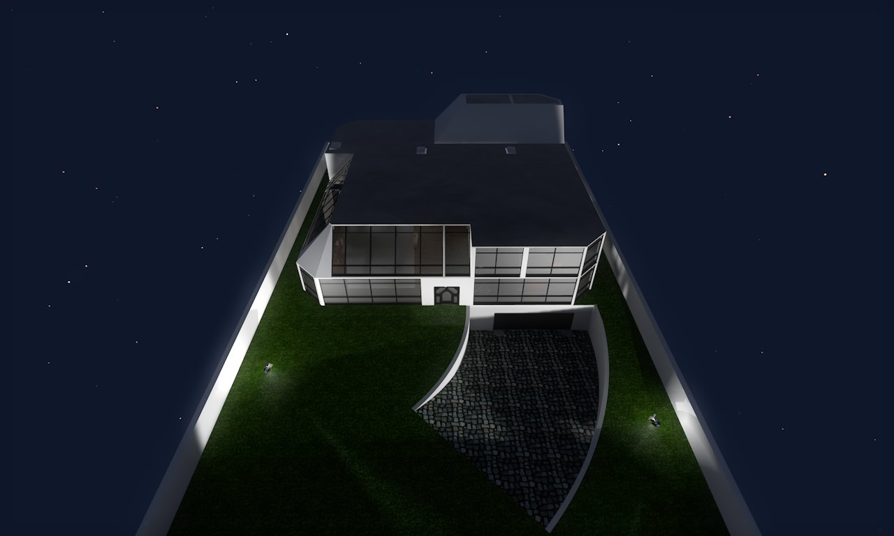House modern at night 3D model_2