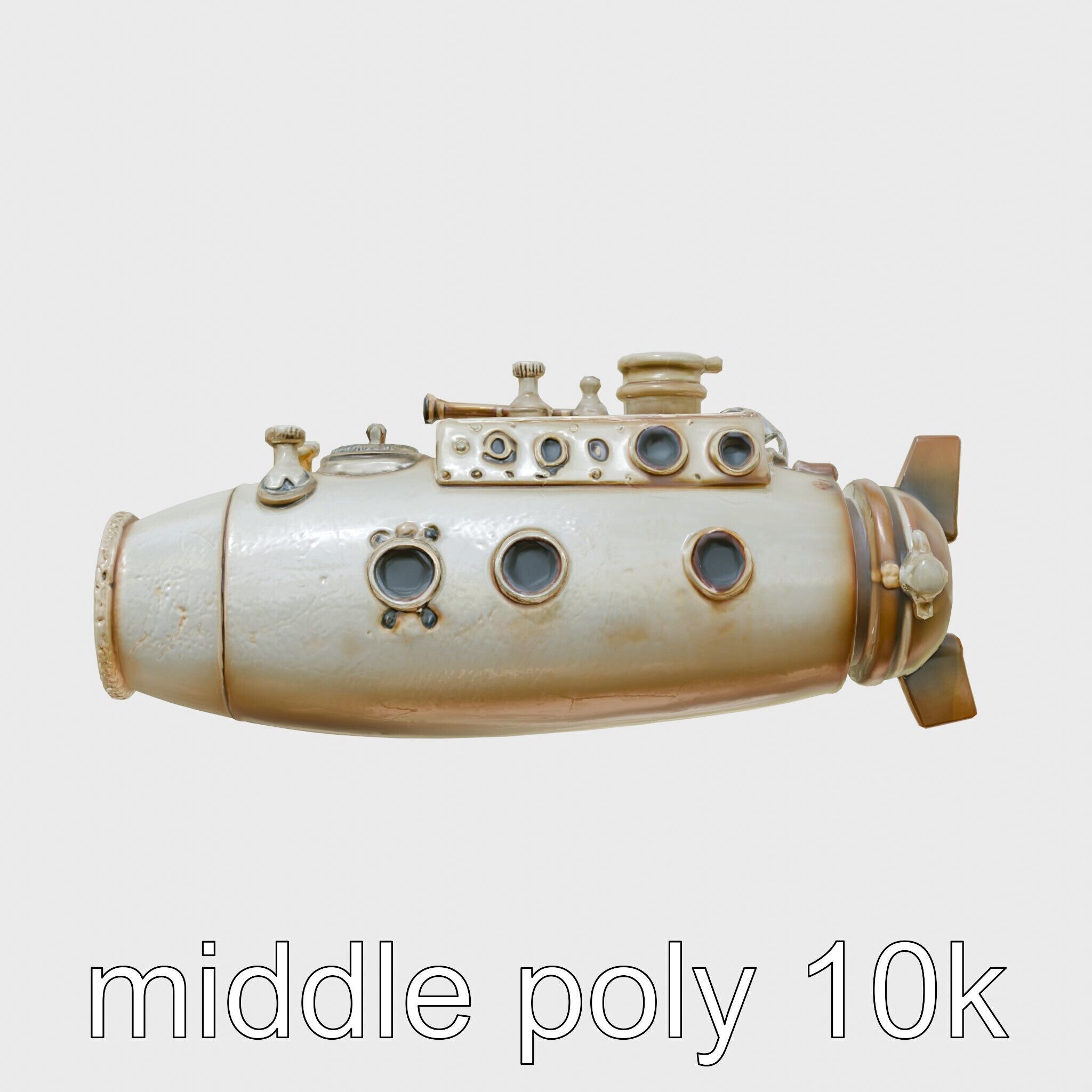 Antique Deep Diver Mechanical Submarine model pack Low-poly 3D model_31