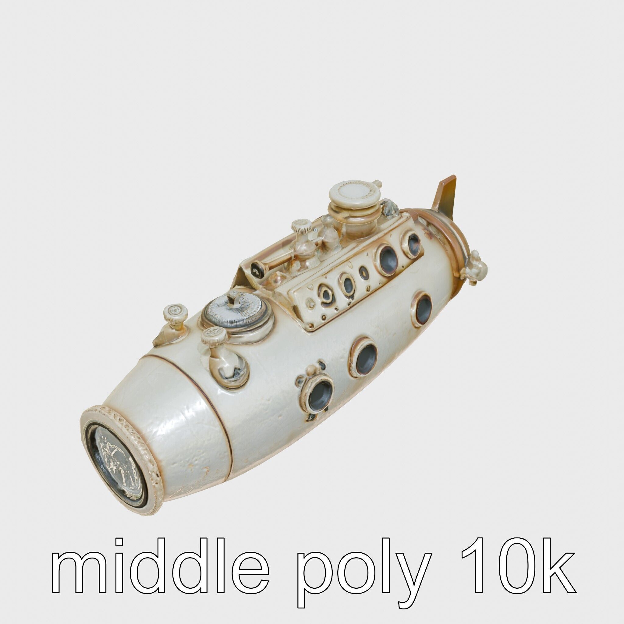 Antique Deep Diver Mechanical Submarine model pack Low-poly 3D model_12