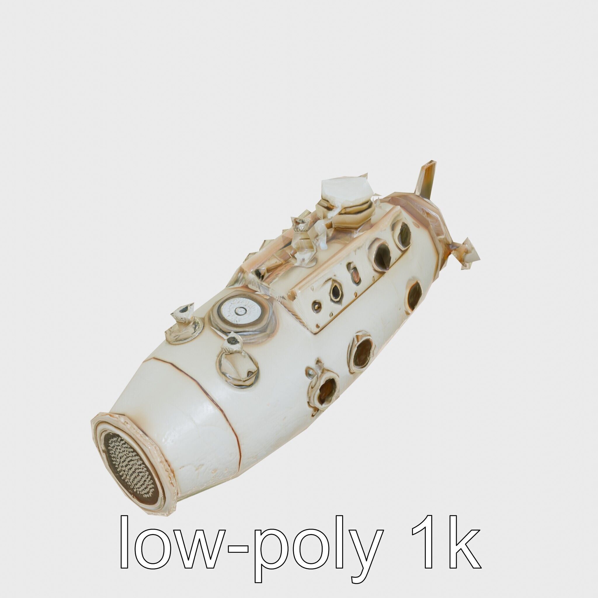 Antique Deep Diver Mechanical Submarine model pack Low-poly 3D model_16