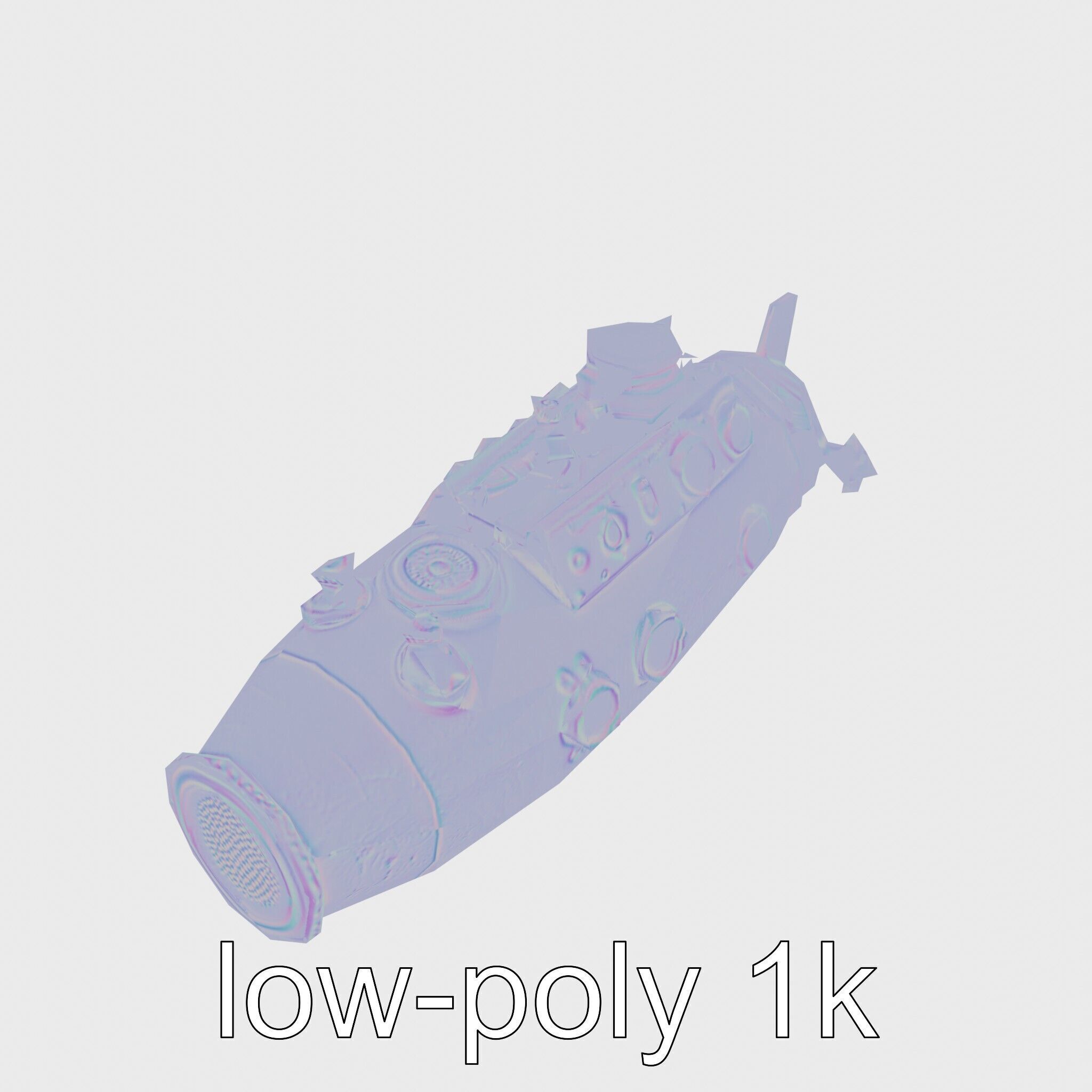 Antique Deep Diver Mechanical Submarine model pack Low-poly 3D model_17