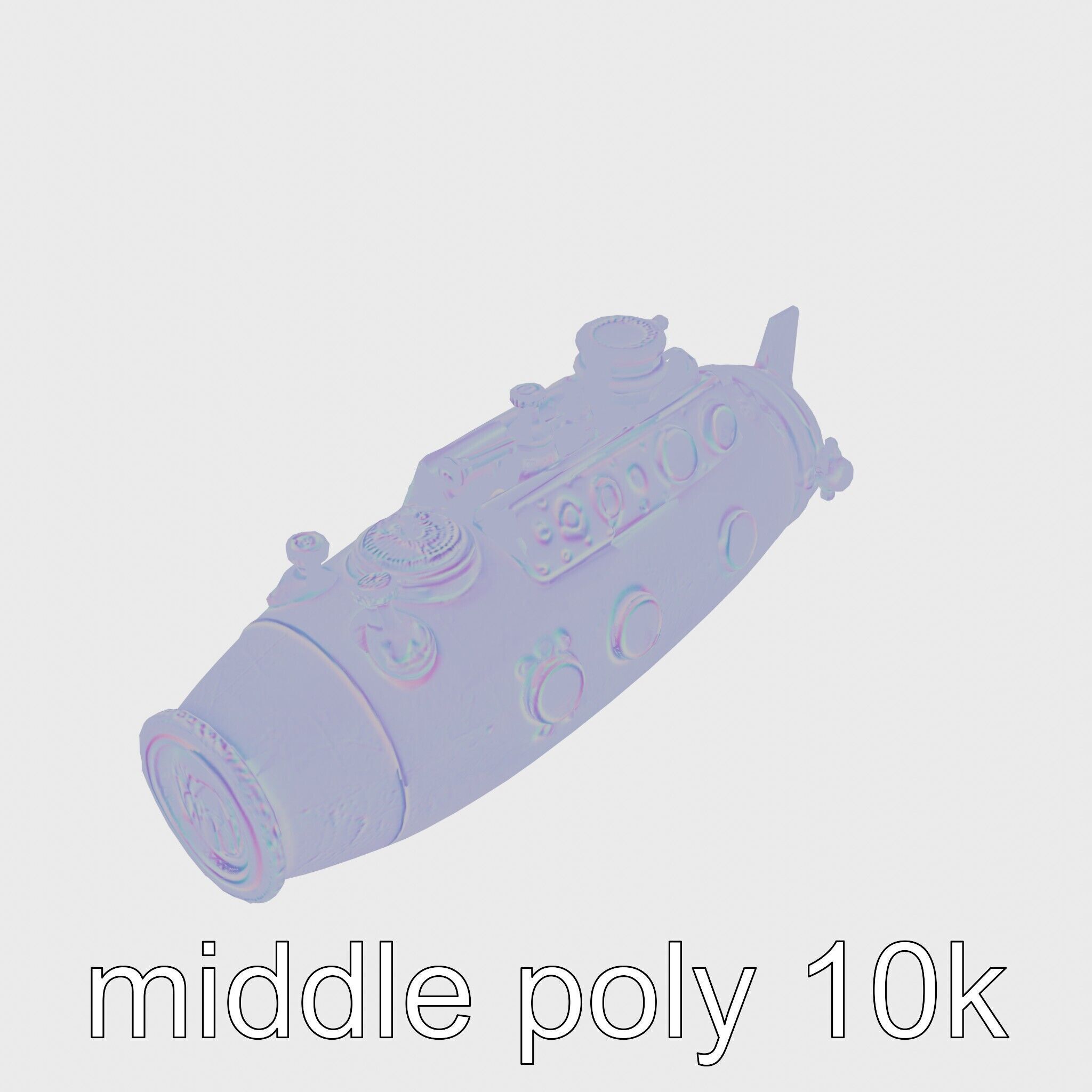 Antique Deep Diver Mechanical Submarine model pack Low-poly 3D model_14