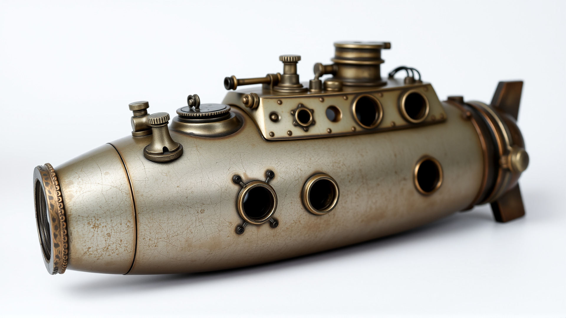 Antique Deep Diver Mechanical Submarine model pack Low-poly 3D model_6