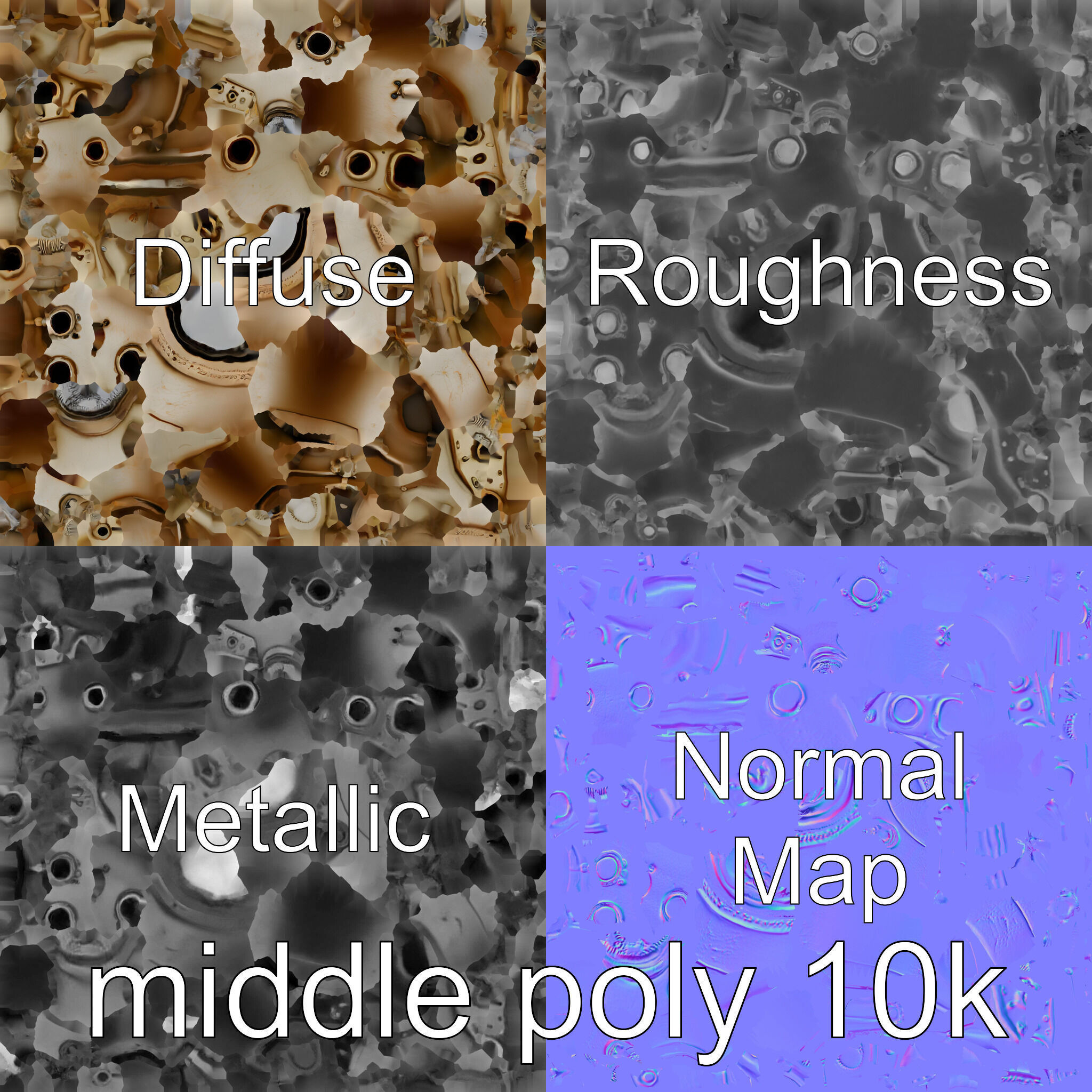 Antique Deep Diver Mechanical Submarine model pack Low-poly 3D model_33