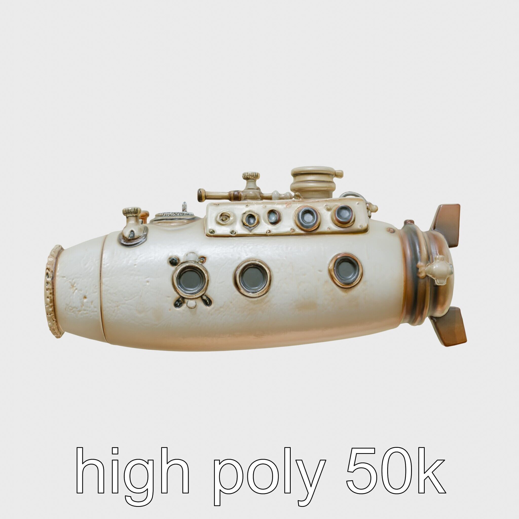 Antique Deep Diver Mechanical Submarine model pack Low-poly 3D model_29