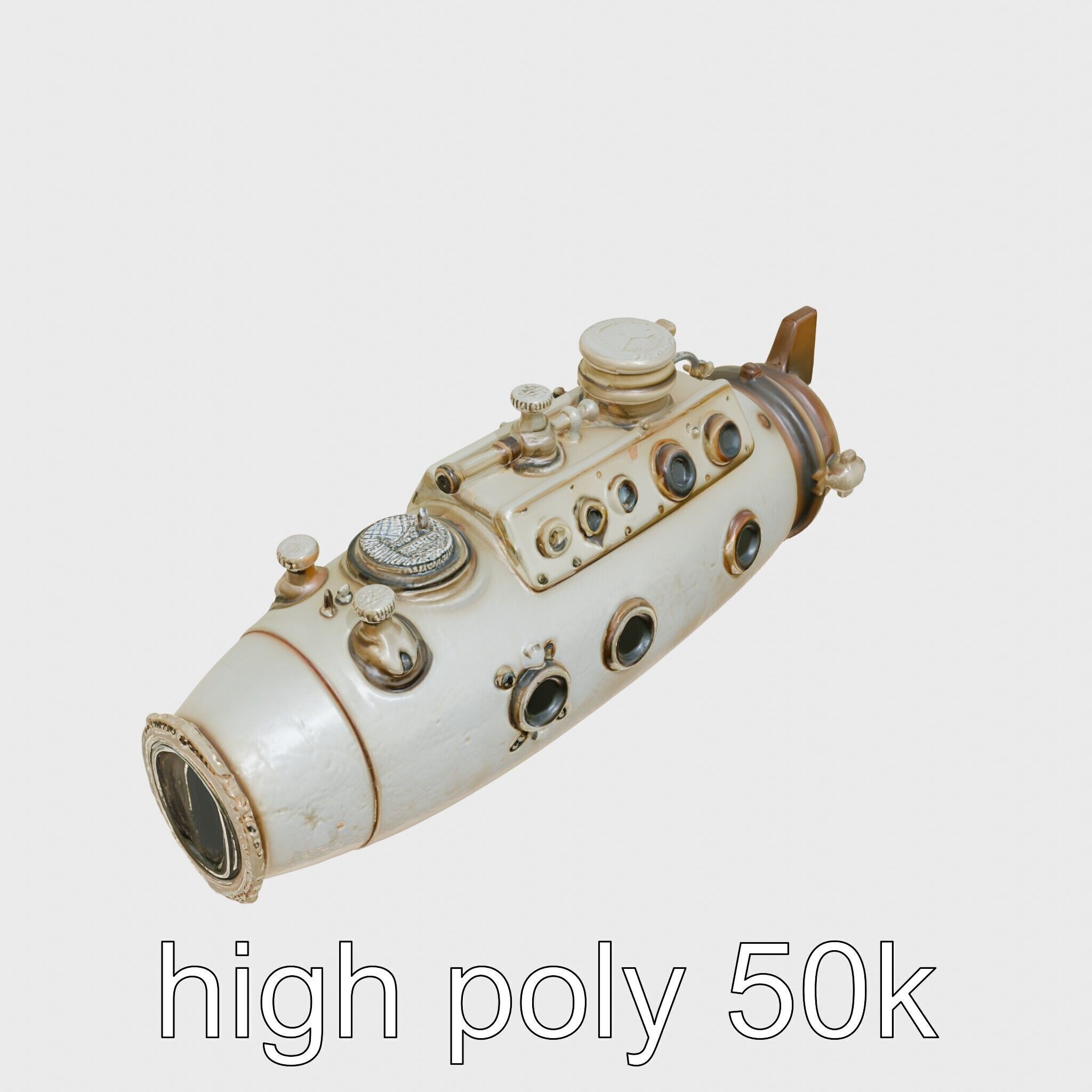 Antique Deep Diver Mechanical Submarine model pack Low-poly 3D model_11