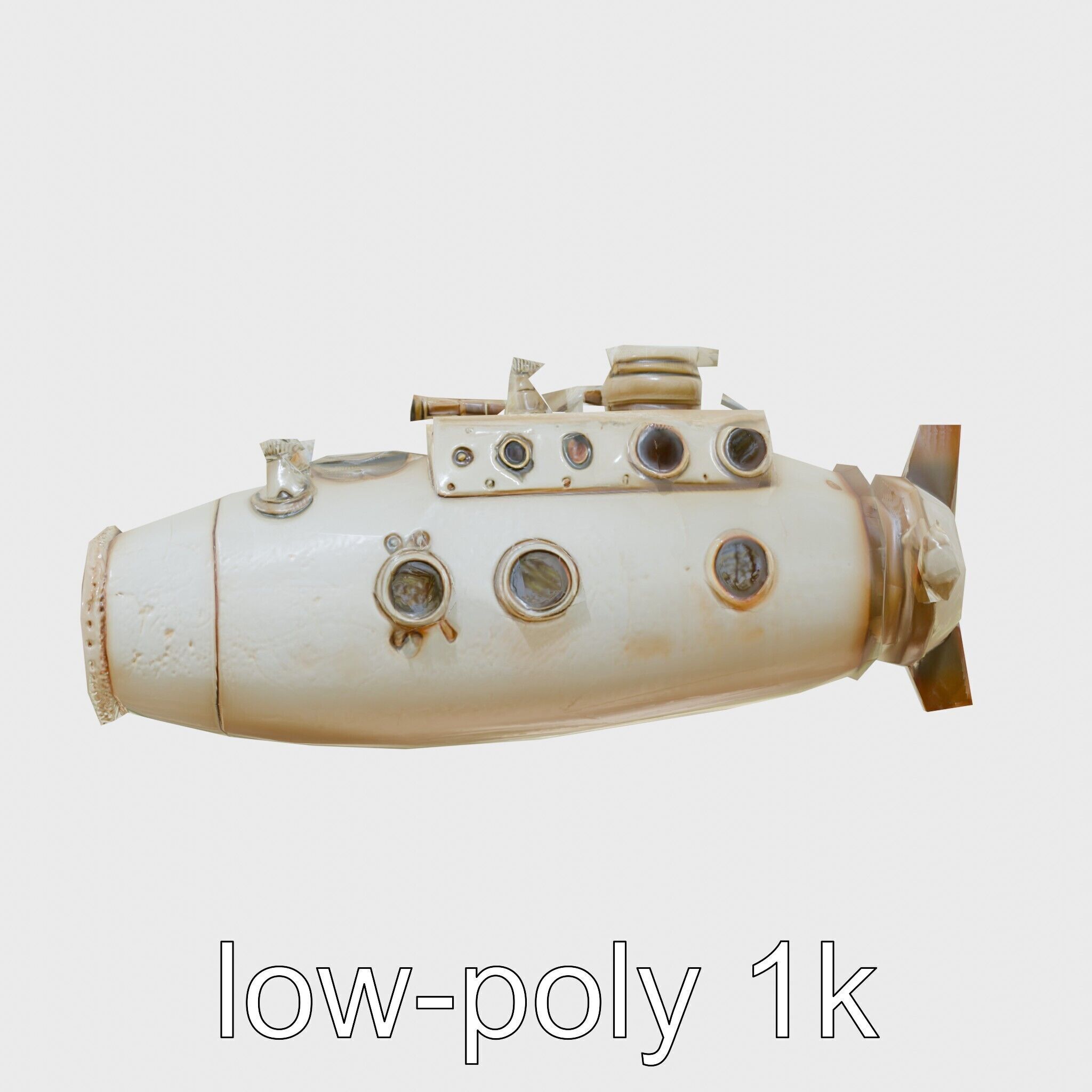 Antique Deep Diver Mechanical Submarine model pack Low-poly 3D model_15