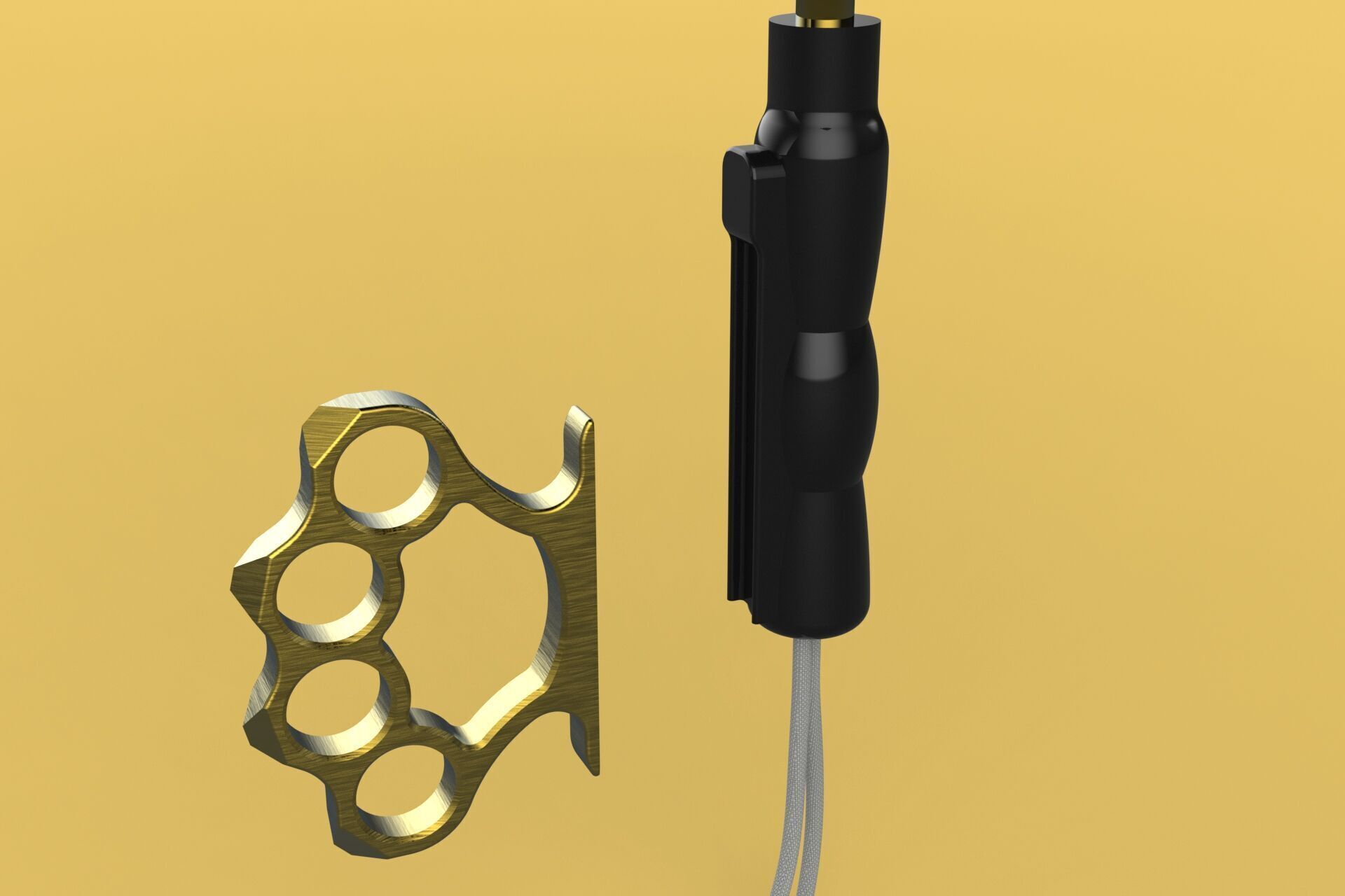 DETACHABLE BRASS KNUCKLES KNUCKLE DUSTER SELF DEFENSE UMBRELLA 3D model_29