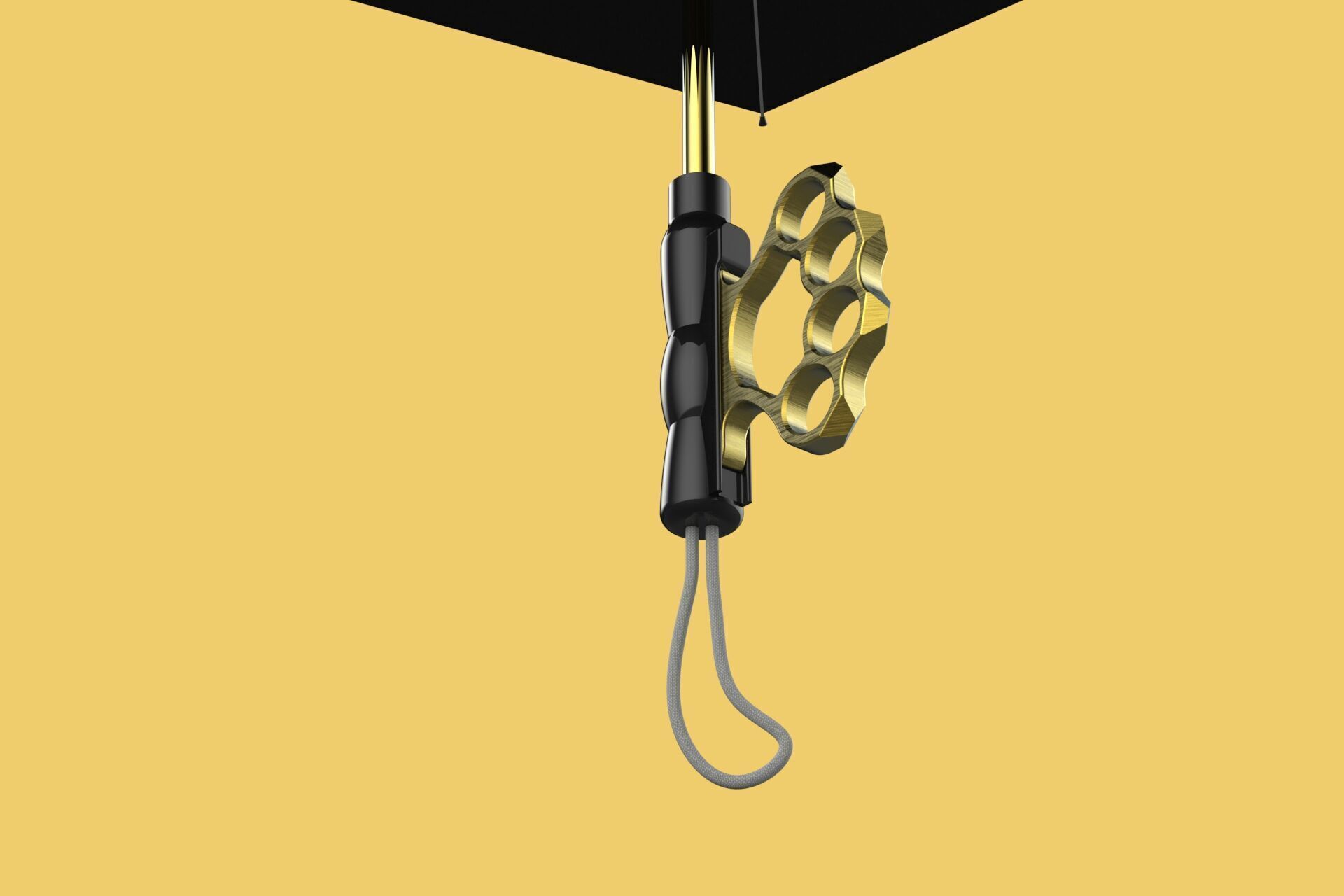 DETACHABLE BRASS KNUCKLES KNUCKLE DUSTER SELF DEFENSE UMBRELLA 3D model_23