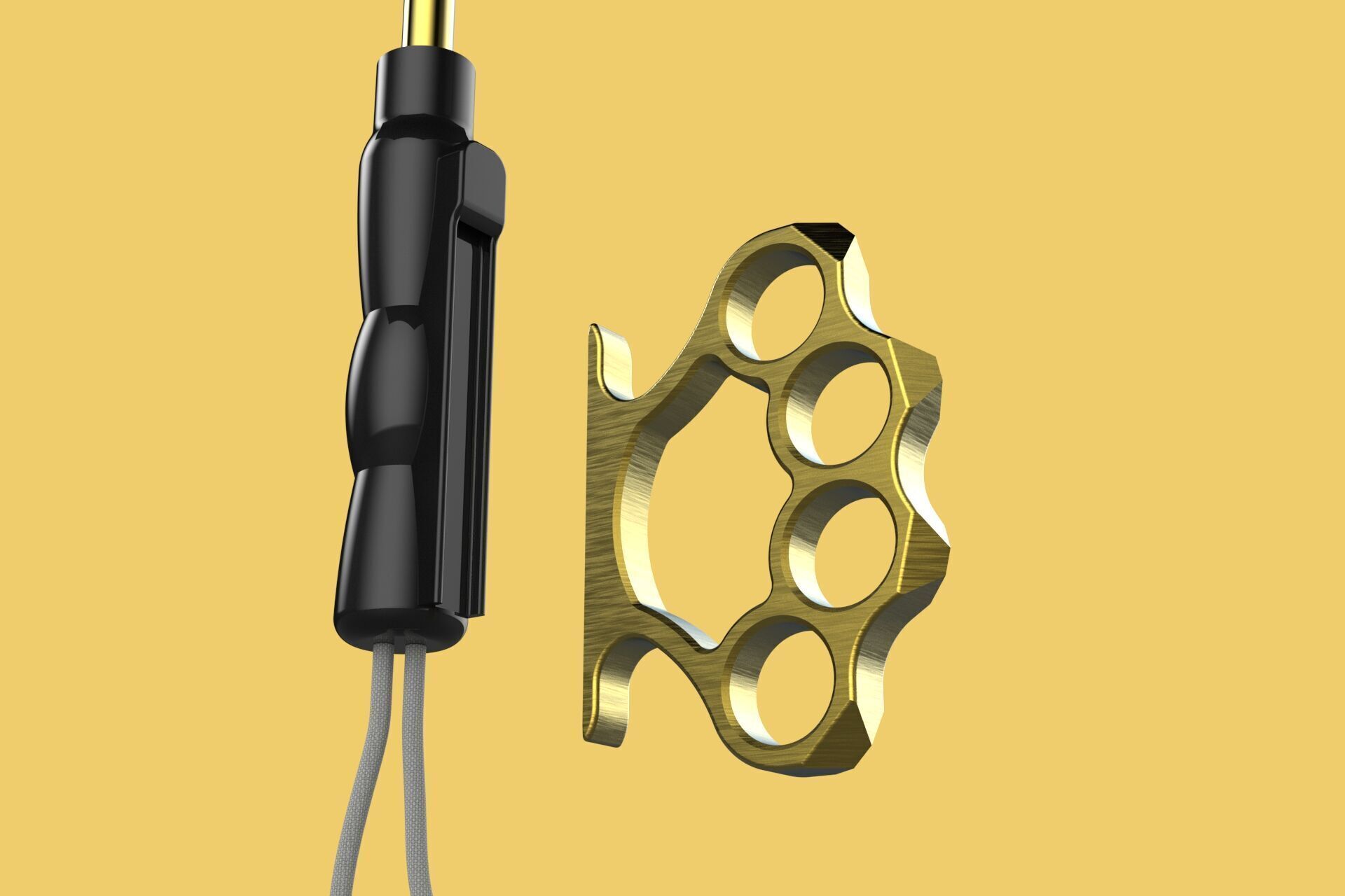 DETACHABLE BRASS KNUCKLES KNUCKLE DUSTER SELF DEFENSE UMBRELLA 3D model_2
