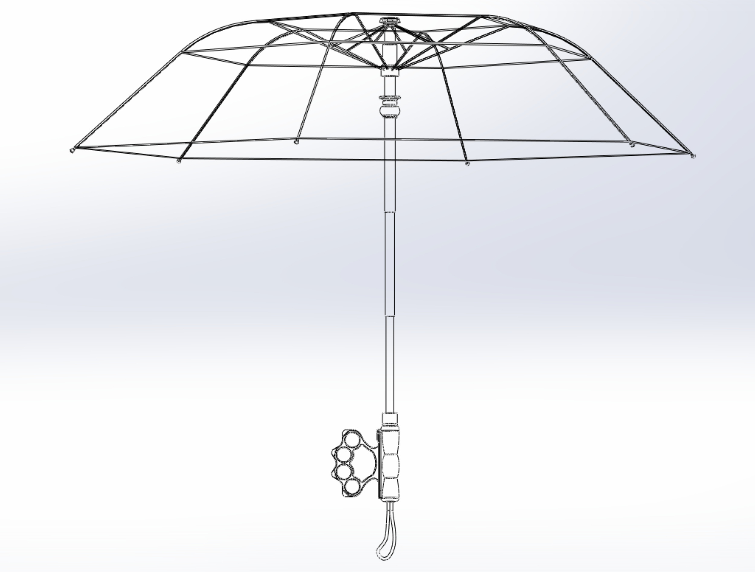 DETACHABLE BRASS KNUCKLES KNUCKLE DUSTER SELF DEFENSE UMBRELLA 3D model_38