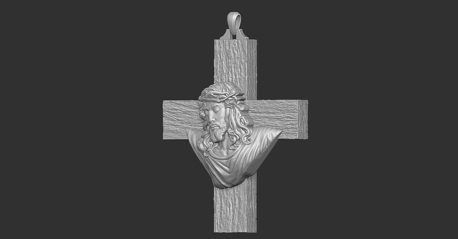 Jesus Head on the Cross Pendant  3D print model_12