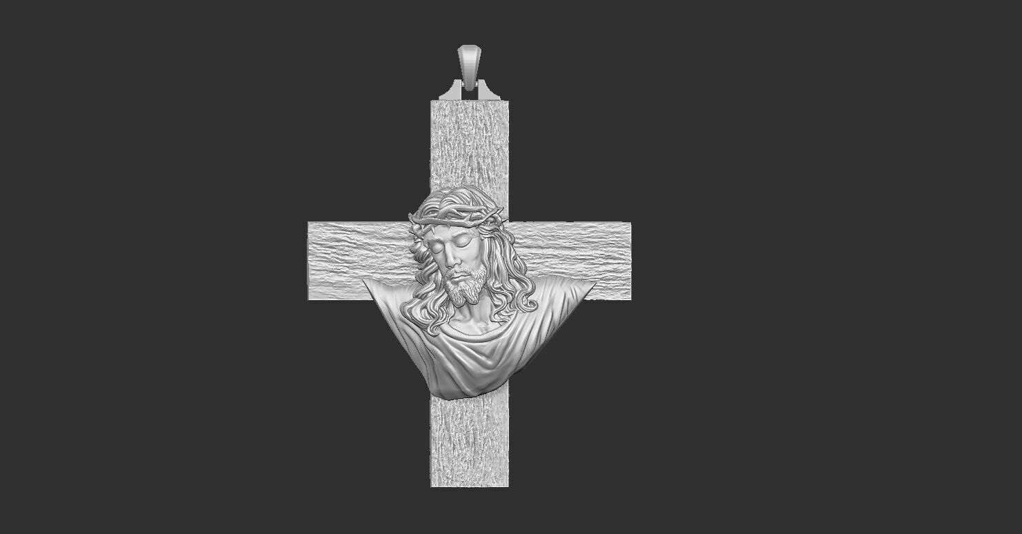 Jesus Head on the Cross Pendant  3D print model_15