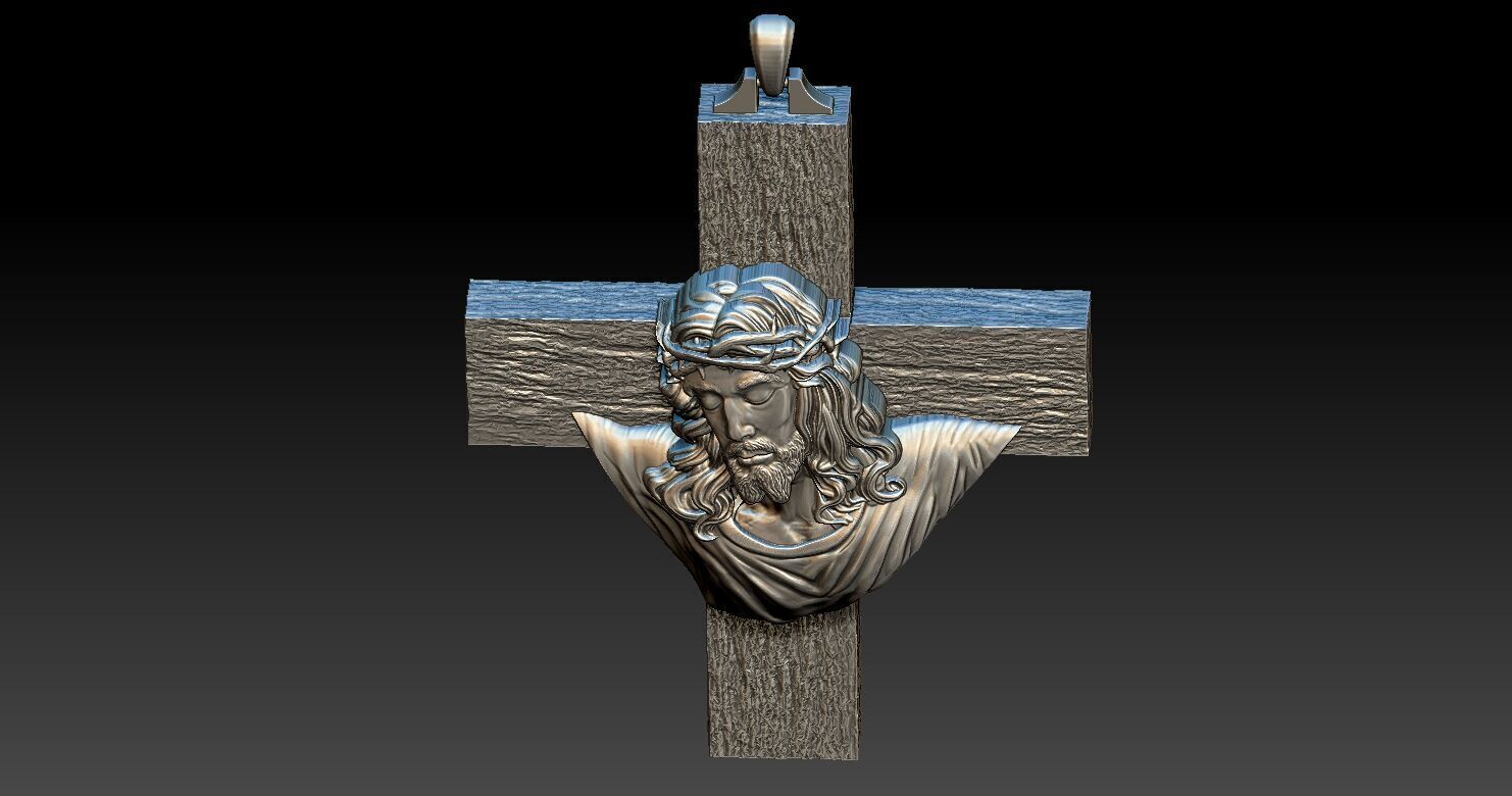 Jesus Head on the Cross Pendant  3D print model_10