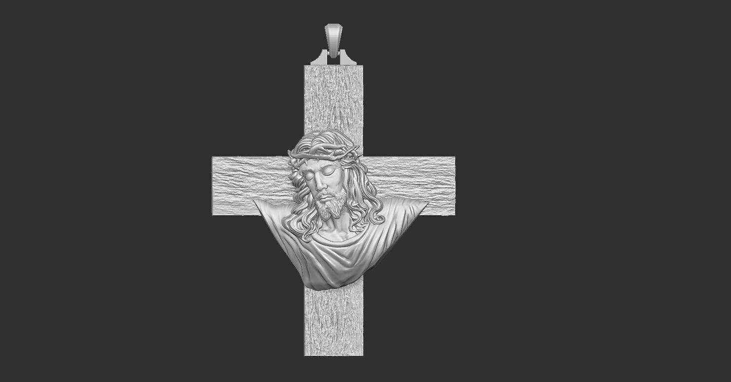 Jesus Head on the Cross Pendant  3D print model_13