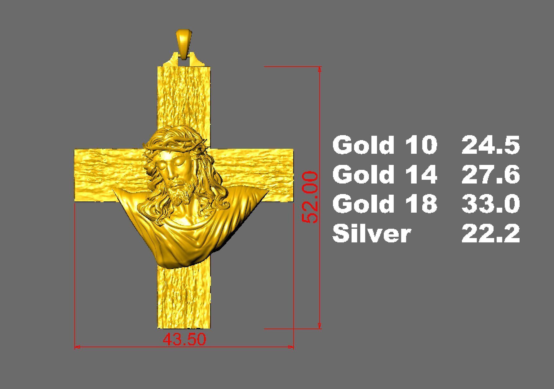 Jesus Head on the Cross Pendant  3D print model_2