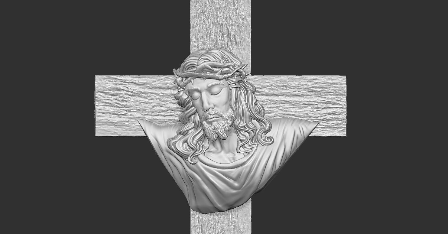 Jesus Head on the Cross Pendant  3D print model_3