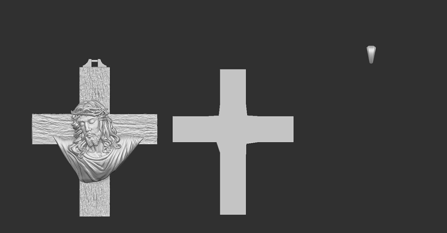 Jesus Head on the Cross Pendant  3D print model_4