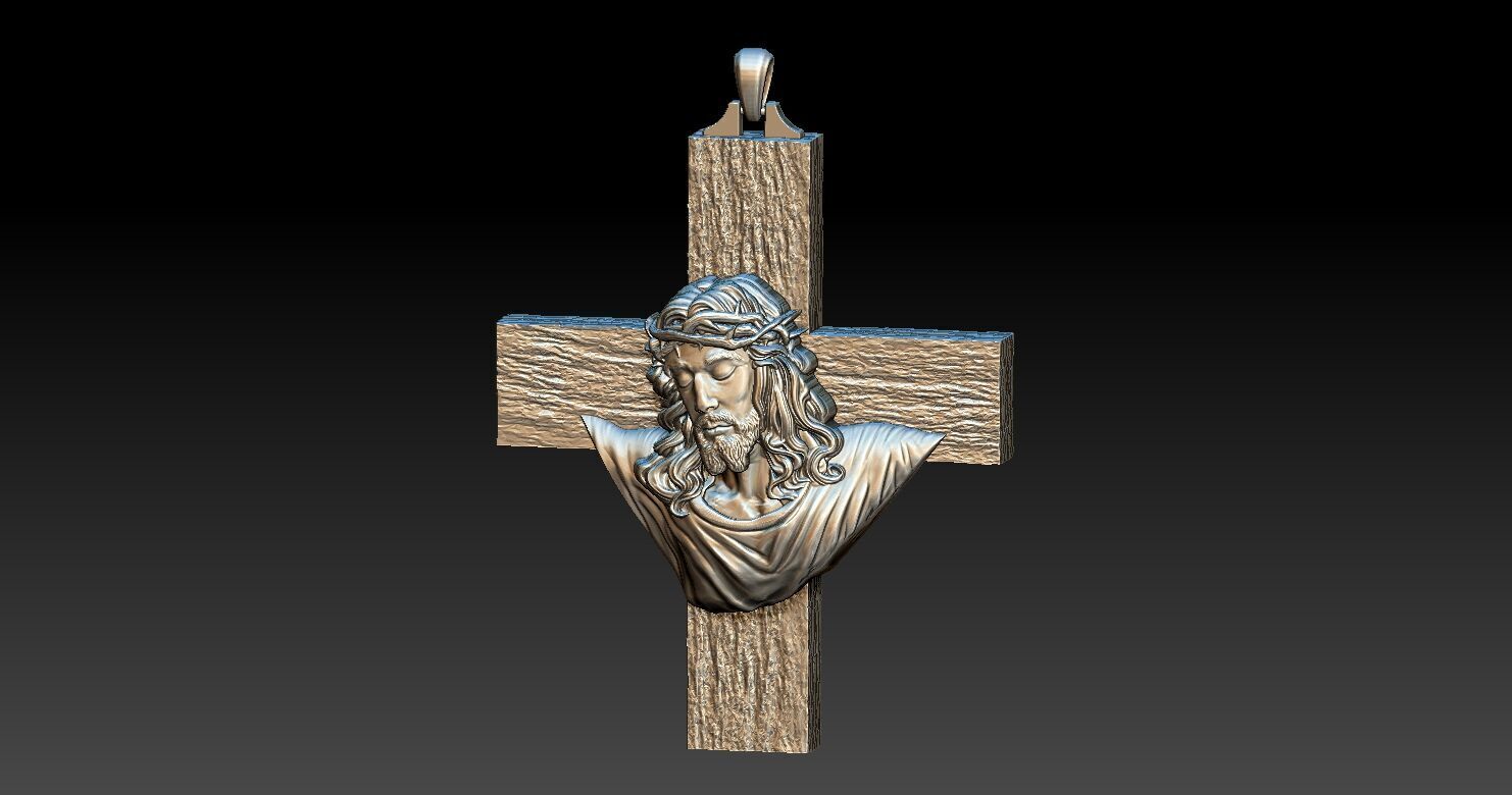 Jesus Head on the Cross Pendant  3D print model_9