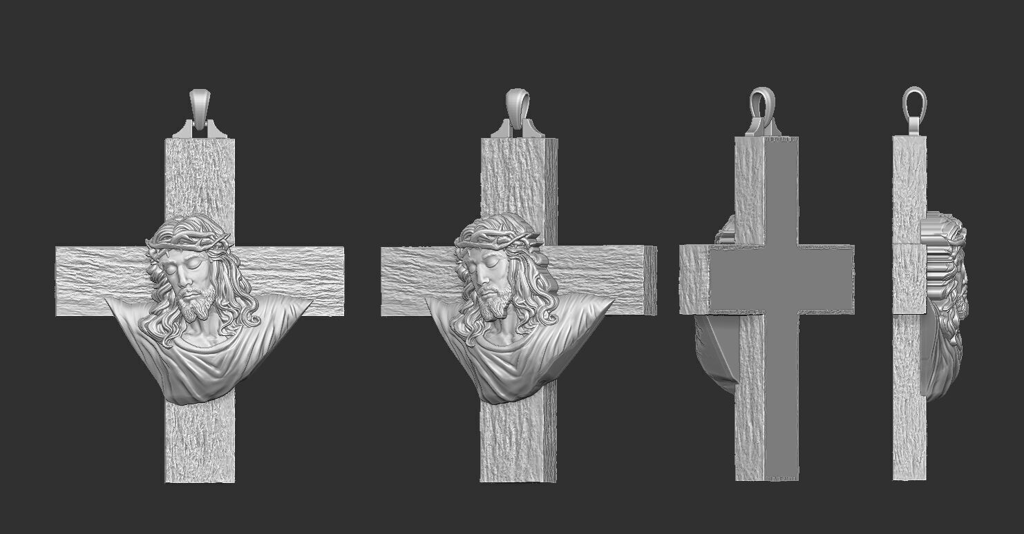 Jesus Head on the Cross Pendant  3D print model_8