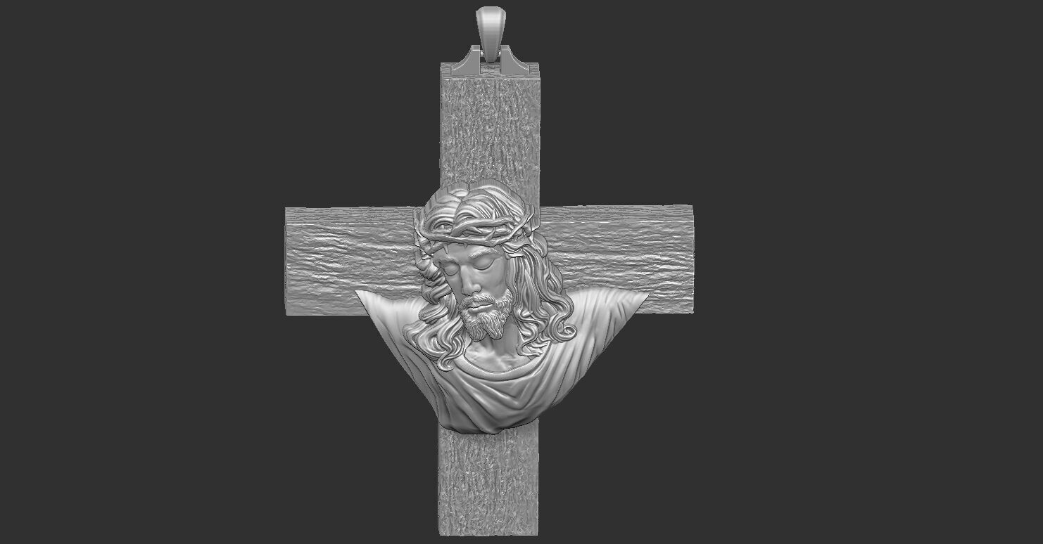 Jesus Head on the Cross Pendant  3D print model_11
