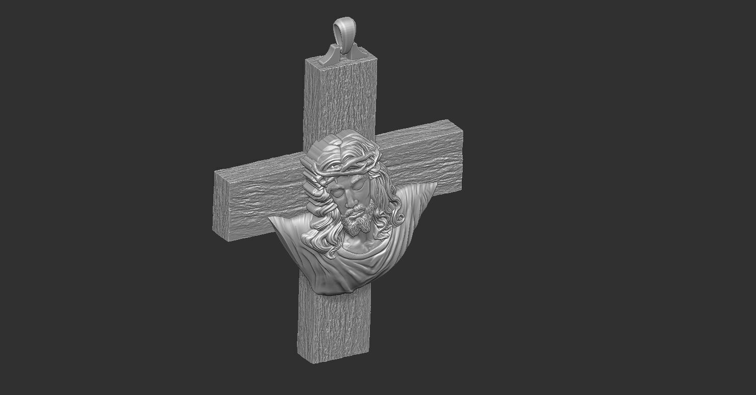 Jesus Head on the Cross Pendant  3D print model_14