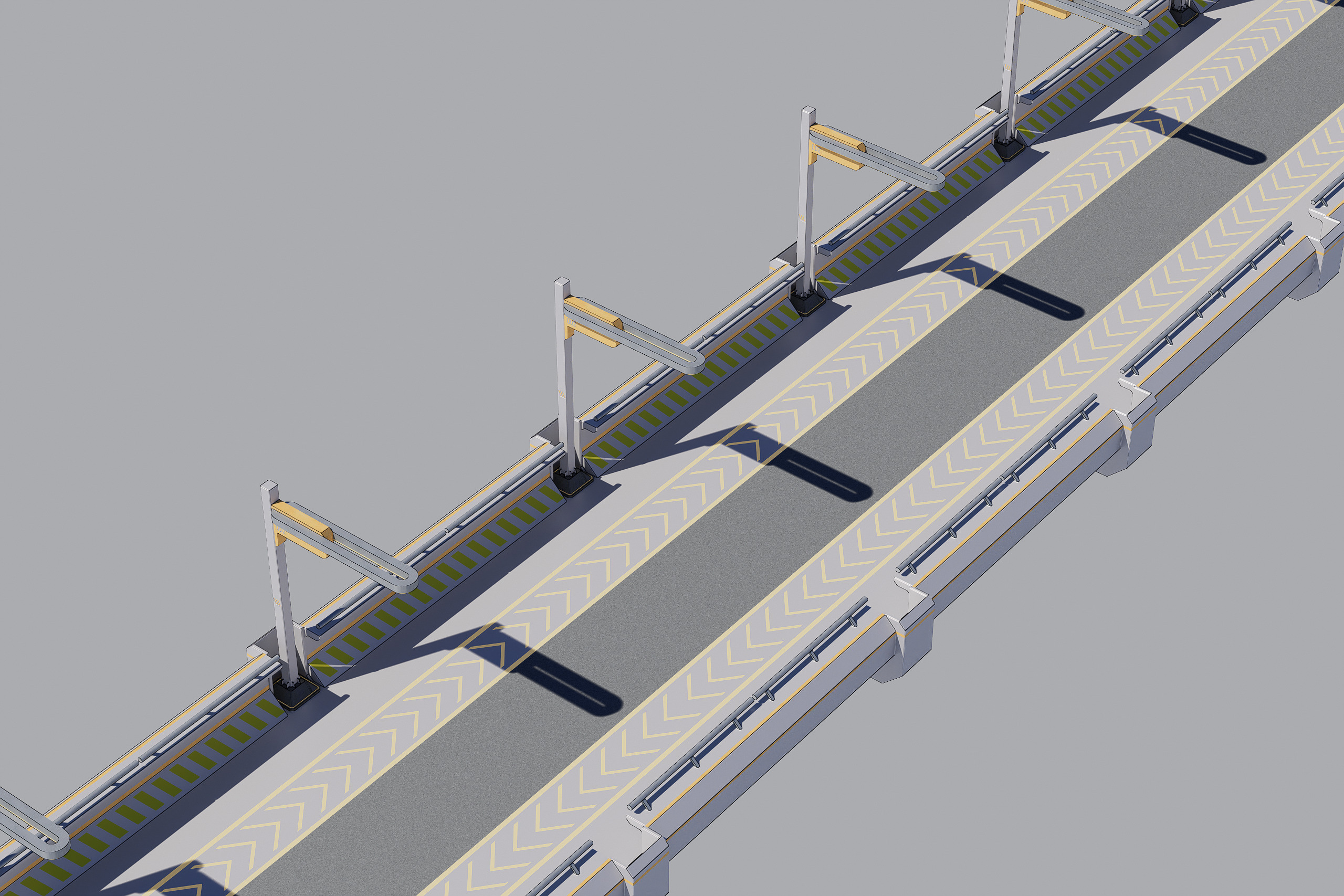 Sci-fi Modular Uncovered Elevated Walkway 3D model_2
