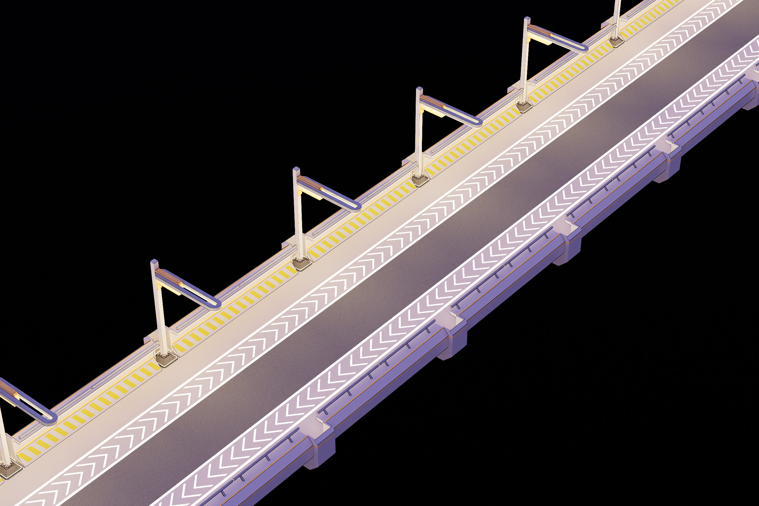 Sci-fi Modular Uncovered Elevated Walkway 3D model_3